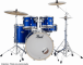 Pearl Drums Export Standard 22'' - 5 fûts - High Voltage Blue / Pack Sabian SBR 3 cymbales 	 - Image n°2