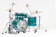 Pearl Drums Rock 22 4 fûts - Optimount Custom Aqua Turquoise Stripe - Image n°4